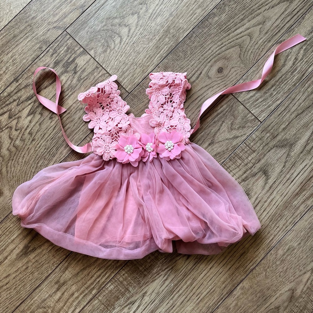 Pink Lace and Tulle Baby Dress